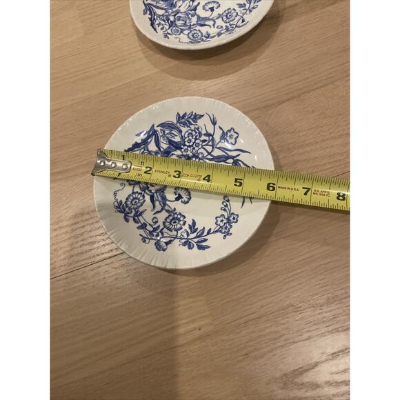 Wedgwood Ranunculus Blue Shell Edge Set Of 3 Saucers Cobalt Blue Flowers England - Picture 7 of 7